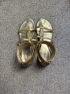 bebe Metallic Gold T-Strap Women's Gladiator Sandals Size 8